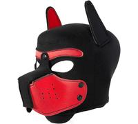 Heavelove Masque intégral amovible de costumade pour chiens et adultes - Capuche de jeu pour chiens et humains (rouge)