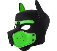 Heavelove Masque intégral amovible de costumade pour chiens et adultes - Capuche de jeu pour chiens et humains (vert)