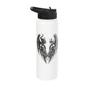 Heaven and Hell Demon Angel Skull Gothic Tattoo Stainless Steel Insulated Water Bottle