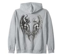 Heaven and Hell Demon Angel Skull Gothic Tattoo Sweat à Capuche