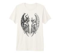 Heaven and Hell Demon Angel Skull Gothic Tattoo T-Shirt Haut de Gamme