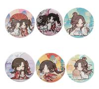 Heaven Officials Blessings Badges 6pcs Set Mignon Xie Lian & Hua Cheng Figure Broche Pin Sac À Dos Accessoires De Décoration Tian Guan Ci Fu Fans Collection