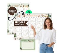heaven+paper Calendrier annuel scolaire 2026/2027 - Calendrier annuel 26/27 A2 - Calendrier mural 2026 2027 en papier naturel FSC - Fabriqué en Allemagne (animaux de la forêt, A2)