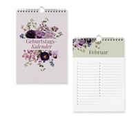 heaven+paper Calendrier d'anniversaire perpétuel DIN A5 - Calendrier aquarelle avec papier de 250 g - Fabriqué de manière durable en Allemagne - Cadeau pour femme (orchidée)