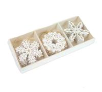 Heaven Sends Boîte de 24 décorations de Noël en Bois Motif Flocons de Neige Doré