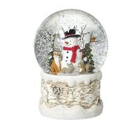 Heaven Sends Boule à neige de Noël avec bonhomme de neige entouré d'animaux de la forêt