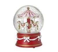 Heaven Sends Boule à neige musicale Merry Go ronde rouge et blanc