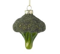 Heaven Sends Boule de Noël en verre à suspendre en forme de brocoli - Légumes verts - Décoration festive insolite avec détails pailletés