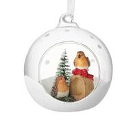 Heaven Sends Boule dôme en verre avec rouge-gorges Décoration pour sapin de Noël
