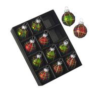 Heaven Sends, boules en verre miniatures à motif tartan pour décoration de sapin de NoëlEnsemble de 12 boules en verre.