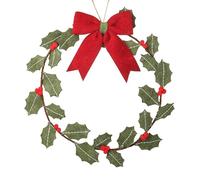 Heaven Sends Couronne de houx en feutre vert avec nœud rouge de 40 cm - Couronne de Noël artificielle avec baies - Décoration de porte de Noël pour murs, cheminées et présentations festives