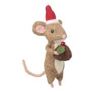 Heaven Sends Décoration de Noël festive en feutre avec pudding de Noël et chapeau - 17 cm - Souris de Noël fantaisie - Décoration de Noël pour la maison - Décoration de Noël festive - Idée cadeau pour