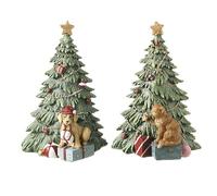 Heaven Sends Lot de 2 sapins de Noël avec chien et chat 20 cm