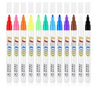 heavenlife 12 Couleurs Marqueur à Craie Liquide Effacable, Marqueurs Tableau Blancs 2.8mm, Stylo Craie pour Tableau Noir Couleur, Feutre Craie Vitre pour Fenêtres, Verre, Papier, Tableaux Noirs
