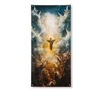 Heavenly Ascension Couverture de porte Bannières décoratives, nuages célestes éthérés Décoration de porte d'entrée, intérieur ou extérieur, toile de fond religieuse à suspendre Fournitures de vacances