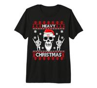 Heavy Christmas Tête de Mort avec Bonnet de Noël Motif Ugly T-Shirt Haut de Gamme