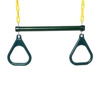 Heavy-Du Barre trapèze avec anneaux de gym verts - Accessoires pour jeux pour enfants, parfait pour s'amuser en plein air et activités d'entraînement d'équilibre