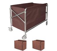 Heavy Du Chariot à linge pliable avec roues - Panier à linge sans acier sans doublure de 29 cm et 2 paniers à linge étanches pour usage domestique et commercial (marron, 132 x 218 x 20 cm)