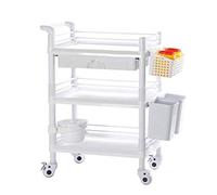Heavy-Du Chariot de cuisine mobile à 3 étagères avec roues et roues, chariot roulant ABS avec double seau à saleté, capacité de 150 kg, blanc, 54 x 37 x 98 cm - Parfait pour Sto & Nizat