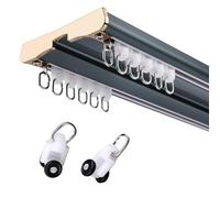 Heavy Du Double Rail System Tringle de montage au plafond silencieuse en aluminium pour rideaux Idéal pour le salon et la chambre à coucher Séparateur de pièce 2,5 m Bleu