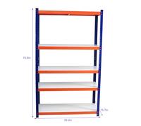 Heavy Du Étagère en métal à 5 niveaux Bleu et fer 179,8 x 89,9 x 40,9 cm Idéal pour la cuisine, le bureau et économiser de l'espace