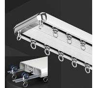 Heavy-Du Rail ain en aluminium de 5,2 m - Support de plafond pré-percé, tringle blanche de séparation de pièce pour rideaux et rideaux - Design polyvalent à double rail pour un résultat lisse