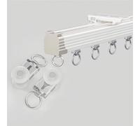 Heavy-Du Rail de plafond 1 voie avec roulettes silencieuses Barre de douche murale en aluminium pour salon 210 cm (blanc)
