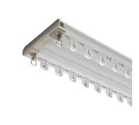 Heavy Du Rail de plafond à double rangée réglable de 68,6 cm, système silencieux pour salon, chambre à coucher, hôpital et facile à installer, maximise l'espace et contrôle de la lumière