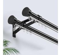 Heavy Du Rail en aluminium de 3,1 m - Barres murales doubles avec supports réduisant le bruit Noir H Idéal pour la construction en alliage de baie