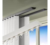 Heavy-Du Rail en aluminium de 4,4 m avec rouleaux silencieux - Support de plafond autocollant, sans perçage, installation facile - Rail blanc pour un glissement fluide et sans effort