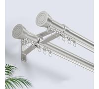 Heavy Du Rail réglable en aluminium 2,5 m/4,8 m pour baie murale Double ain Rod avec supports Réduction du bruit Installation facile Gris