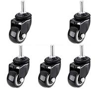 Heavy Duty 2 Inch Swivel Casters With Threaded Stem 5 Pack Durable Pvc Wheels For Furniture Black Double Bearing Universal M8 Smooth Mobility High Load Capacity