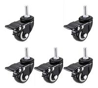 Heavy Duty 2 Inch Swivel Casters With Threaded Stem 5 Pack Durable Pvc Wheels For Furniture Black Double Bearing Universal M8 Smooth Mobility High Load Capacity