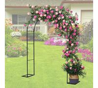 Heavy Duty 3 m Metal Garden Arch - Sturdy Steel Frame for Climbing Plants, Roses & Vegetables - Large Black Rose Arch with Base (120W x 220H cm)