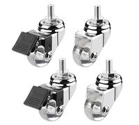 Heavy Duty 35Mm Swivel Casters Silent Pu Wheels M8 & M10 Threaded Stem 15Mm 4 Pack With Brake Durable Rolling Casters For Office Or Home Use.