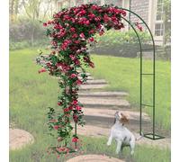 Heavy Duty 3m Garden Arches - Metal Steel Frame Support for Climbing Plants, Roses & Vegetables, Large Rose Arch with Base (Green, 140 W x 230 H cm)