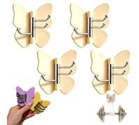 Heavy Duty 4 Pack Rotating Butterfly Adhesive Wall Hooks No Drill 3-Prong Swivel Hangers with 270° Adjustable Wings Strong Stick On Organizer Space Saving Hooks for Home Office and Dorm Use (Yellow)