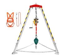 Heavy-Duty Aluminum Tripod Rescue Kit for Confined Space Firefighting, 816.5kg Load Capacity, 2.1m Adjustable Legs, 240.9m Cable Hoist with Safety Guard System