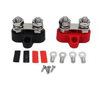 Heavy Duty Bus Bar Terminal | 2 Studs Positive Negative Distribution Block for Cars/RVs/Boats | Fiberglass Nylon Base, Brass Tin Plated Terminals (M8 (5/16in）)