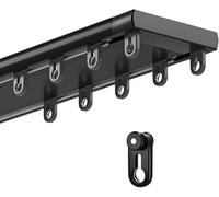 Heavy-Duty Curtains Rails Double Row Ceiling Curtain Track Mounted Silent System,Heavy-Duty Ceiling Mounted Double Curtain Track for Drapes & Room Dividers(Noir,L 13ft/4m)