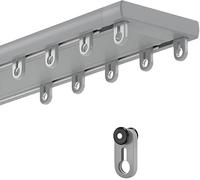 Heavy-Duty Curtains Rails Double Row Ceiling Curtain Track Mounted Silent System,Heavy-Duty Ceiling Mounted Double Curtain Track for Drapes & Room Dividers(Gray,L 26.2ft/8m)