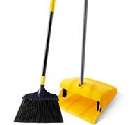Heavy Duty Dustpan and Broom Set with Windproof Cover for Commercial Outdoor Indoor Use for Yard,Garage,Hall,Shopping Mall,Floor,Home,Kitchen,Office,Bristle
