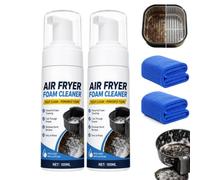 Heavy Duty Kitchen Degreaser Spray,Deep Cleaning Air Fryer Foam Cleaner with Towel,Airfryer Cleaner,Nettoyant Barbecue,Fast-Acting Degreaser,For Air Fryer Basket,Tray & Heating Element,100ML，2pc