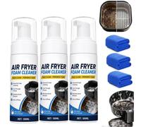 Heavy Duty Kitchen Degreaser Spray,Deep Cleaning Air Fryer Foam Cleaner with Towel,Airfryer Cleaner,Nettoyant Barbecue,Fast-Acting Degreaser,For Air Fryer Basket,Tray & Heating Element,100ML，3pc
