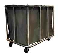 Heavy Duty Laundry Cart with Wheels, 11.35 Bushel Waterproof Canvas Basket, Stainless Steel Frame, Rolling Trolley for Home & Commercial Use(Gray 10 Tubes)