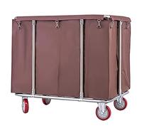 Heavy Duty Laundry Hamper Sorter Cart with 5 inch Wheels, Large Rolling Trolley for Commercial/Industrial/Salon/Hotel - 330Lbs Capacity,Brown-10 Tube(Brown-6 Tube)