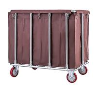 Heavy Duty Laundry Hamper Sorter Cart with 5 inch Wheels, Large Rolling Trolley for Commercial/Industrial/Salon/Hotel - 330Lbs Capacity,Brown-10 Tube(Brown-10 Tube)