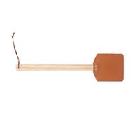 Heavy Duty Leather Fly Swatter Tool, Long Handle Handheld Racket, Hangable Anti Swatter, Fast Strike Eliminator Device, Outdoor Camping Home Garden Use Brown Leather