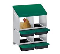 Heavy Duty Metal Chicken Nesting Box - 4 Compartments, Roll Away Design, Easy Egg Collection, Galvanized Steel, Wall Mount Or Freestanding, Ventilated, Green, Four-Compartment Double Layer