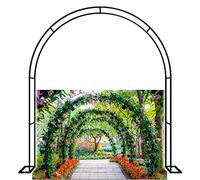 Heavy Duty Metal Garden Arch Trellis for Climbing Plants Anti-Rust Pergola Arbour 9.8ft Wedding Arch for Roses Outdoor Floral Support Structure (300x220x40CM)